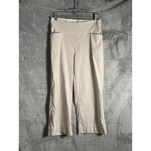 S.C. & Co. Womens‎ Pinstripe Pull On Crop Pants Tan White Stretch Size M support
